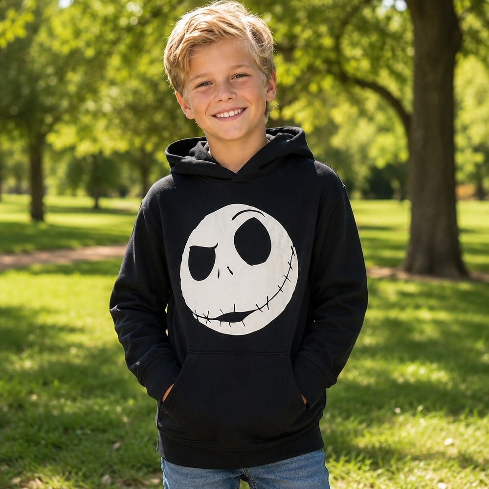 Disney Jack Skellington Kids‎ XL 14/16 Black Graphic Hoodie Halloween